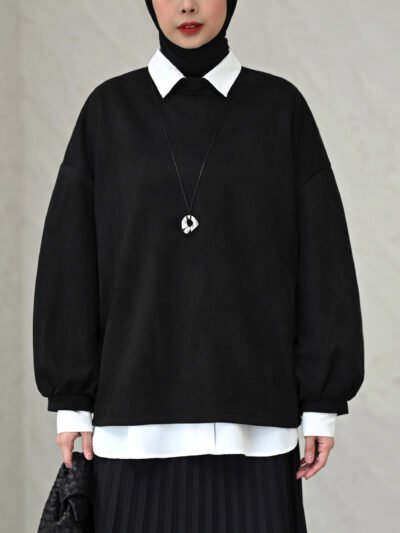 Basic Balloon Sleeves Modern Daily Look - Black