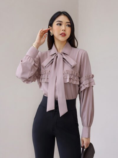 Nyxx Ribbon Top • Bahan Airystretch™️ - Smoke Blush