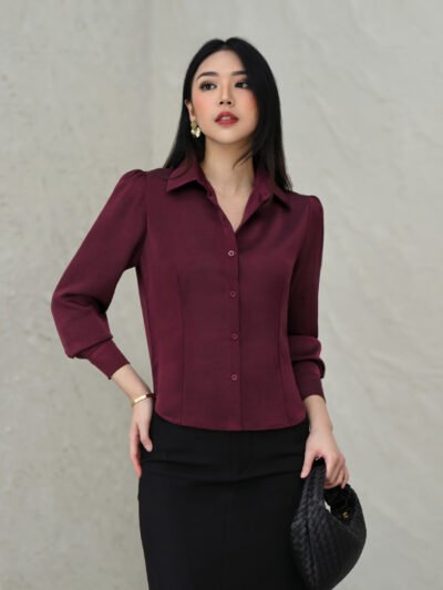 Manhattan in Premium Silk Tebal, Halus Bertekstur dan Anti Kusut - Elegant Wine