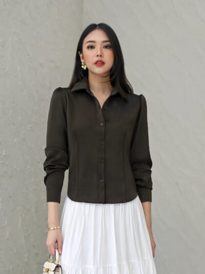 Manhattan in Premium Silk Tebal, Halus Bertekstur dan Anti Kusut - Midnight Espresso
