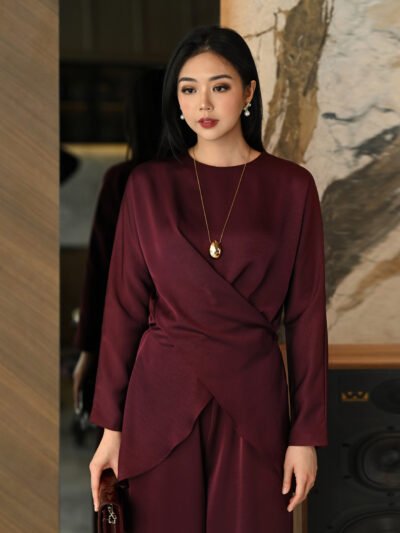 Valeria Set 2026 Premium Semi Satin Tebal - Night Wine/Top