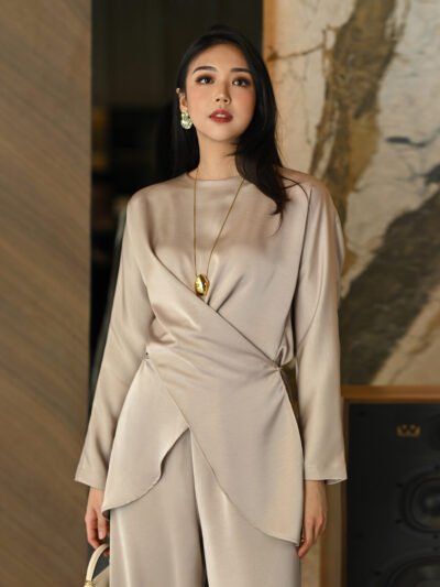 Valeria Set 2026 Premium Semi Satin Tebal - Beige Taupe/Top