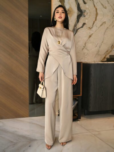 Valeria Set 2026 Premium Semi Satin Tebal - Beige Taupe/Set