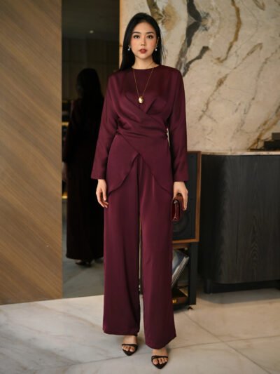 Valeria Set 2026 Premium Semi Satin Tebal - Elegant Wine/Set