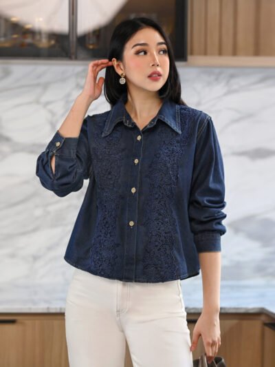 Jinwoo Jeans Lace Variation - Dark Denim Motif A