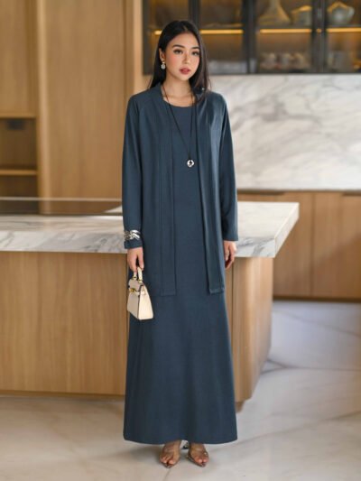 Nezuko Soft Wool Knit Set (Outer n Dress) - Dark Cobalt Blue
