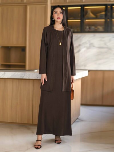 Nezuko Soft Wool Knit Set (Outer n Dress) - Espresso