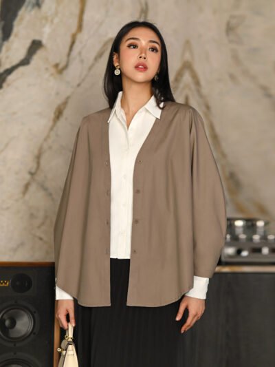 Puffy Shirt/Outer New Cotton Tebal 2026 - Ash Brown