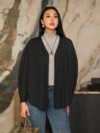 Puffy Shirt/Outer New Cotton Tebal 2026 - Black