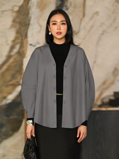 Puffy Shirt/Outer New Cotton Tebal 2026 - Dark Grey