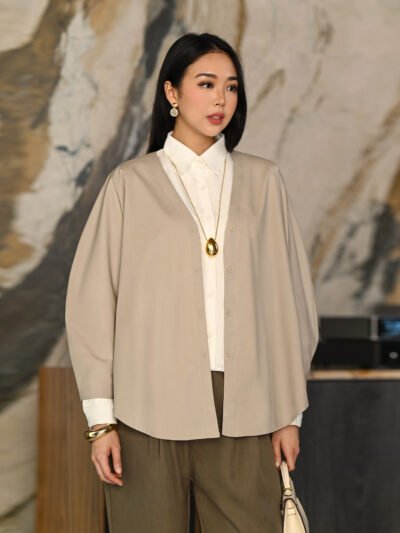 Puffy Shirt/Outer New Cotton Tebal 2026 - Ash Grey Latte