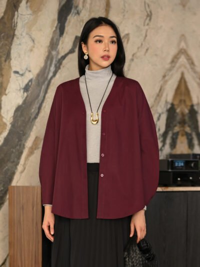 Puffy Shirt/Outer New Cotton Tebal 2026 - Maroon