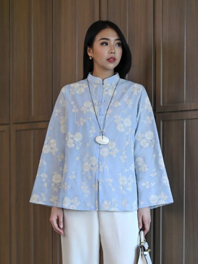 Basic Cheongsam Embroidery Cotton Variation - Var. B Soft Blue