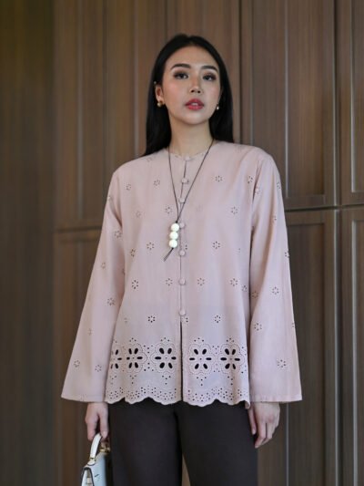 Basic Cheongsam Embroidery Cotton Variation - Var. C Smoke Blush