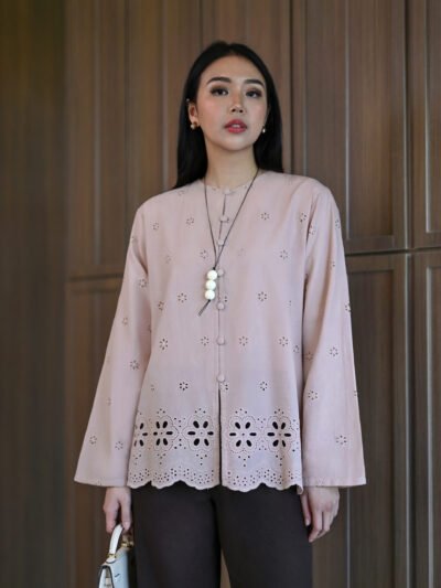 Cheongsam Cotton Embroidery 3 Variants - Var. C Smoke Blush