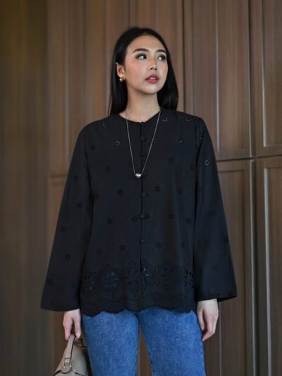 Basic Cheongsam Embroidery Cotton Variation - Var. C Black