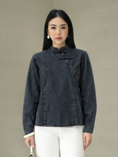 Ziyi Jeans Blouse - Black Washed Jeans