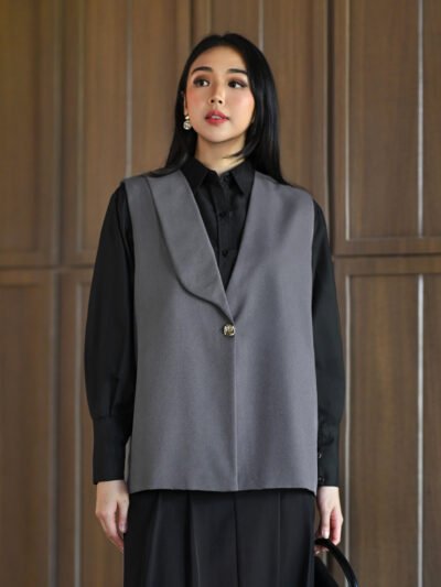 Mulia Vest Premium Semiwool (Best Quality) - Smoke Dark Grey