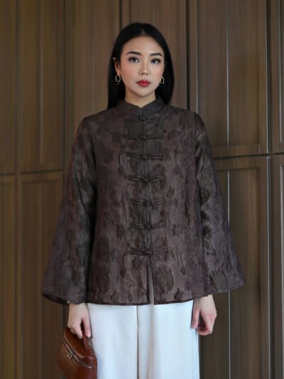Lotus Ceongsam Top - Mahogany