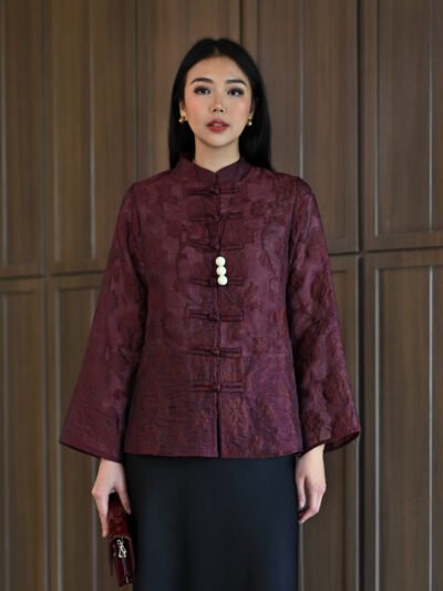 Lotus Ceongsam Top - Night Wine