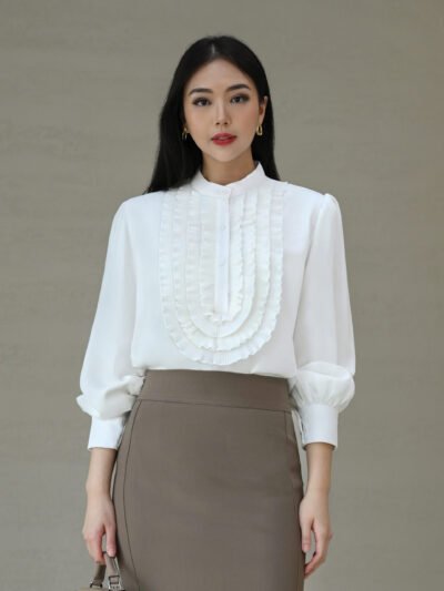 Rosalie Pleated Ruffle Top