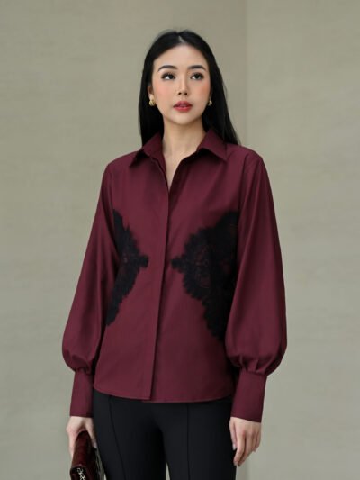 Lafavela Lace Shirt • Corliss - Maroon