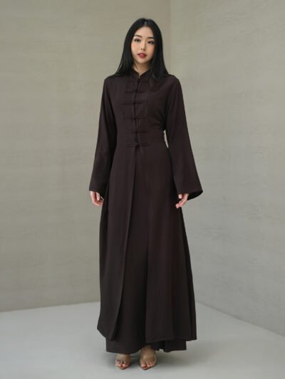Orchard Elegant Set (Cheongsam Dress dan Rok) - Dark Espresso Brown