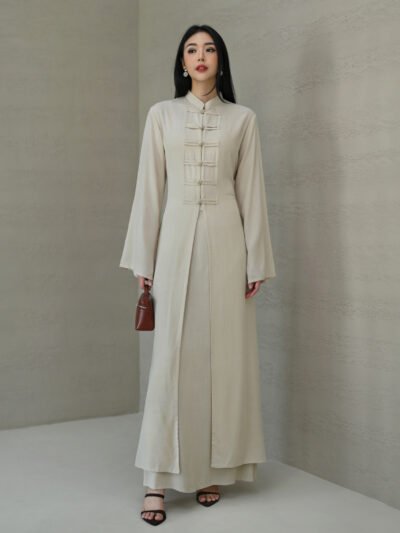 Orchard Elegant Set (Cheongsam Dress dan Rok) - Classic Beige