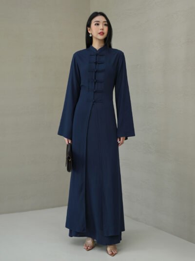 Orchard Elegant Set (Cheongsam Dress dan Rok) - Night Navy