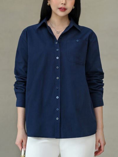 Toni Multicolored Button Shirt (Tebal n Rapi) - Navy