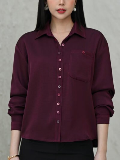 Taylor in Semi Satin (Multicolored Button) - Elegant Wine