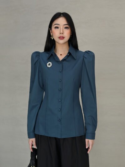 Avenue Puffy Shoulder Shirt / Best Shirt for Work/Daily - Dark Cobalt
